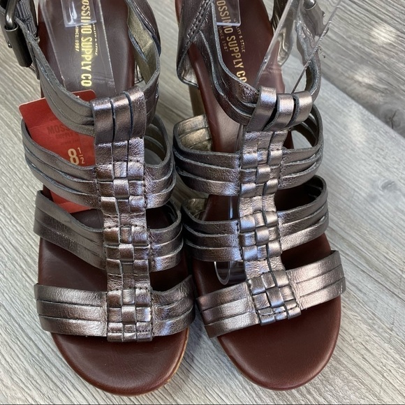 NWT Mossimo waylon cute pewter colored strappy caged wedge cork sandal Size 8.5 - Picture 3 of 14